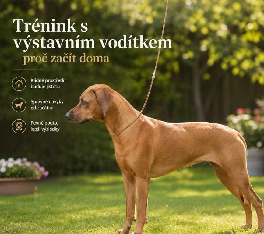 Výstavní vodítko nácvik na psu